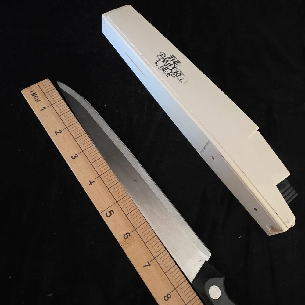 Pampered Chef Self Sharpening Knife Set 3 Piece: Chef, Slicing, Utility